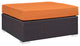 Espresso Orange Convene Outdoor Patio Large Square Ottoman