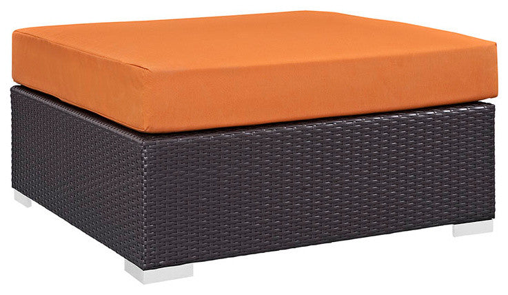 Espresso Orange Convene Outdoor Patio Large Square Ottoman