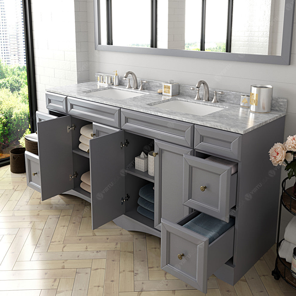 Talisa 72" Double Bathroom Vanity, Gray, No Mirror