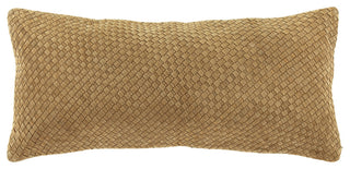 Woven Suede Lumbar Pillow, 14" x 30", Butterscotch