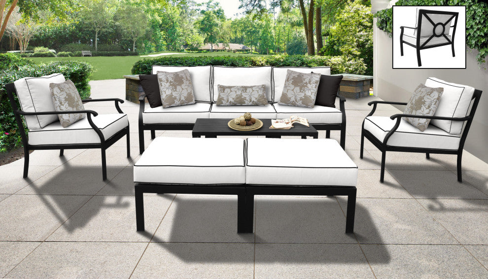 kathy ireland Madison Ave. 8 Piece Aluminum Patio Furniture Set 08c, Snow