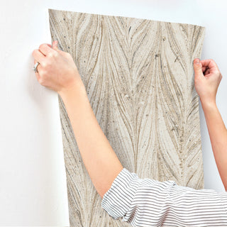 Warm Neutral Ebru Marble Wallpaper