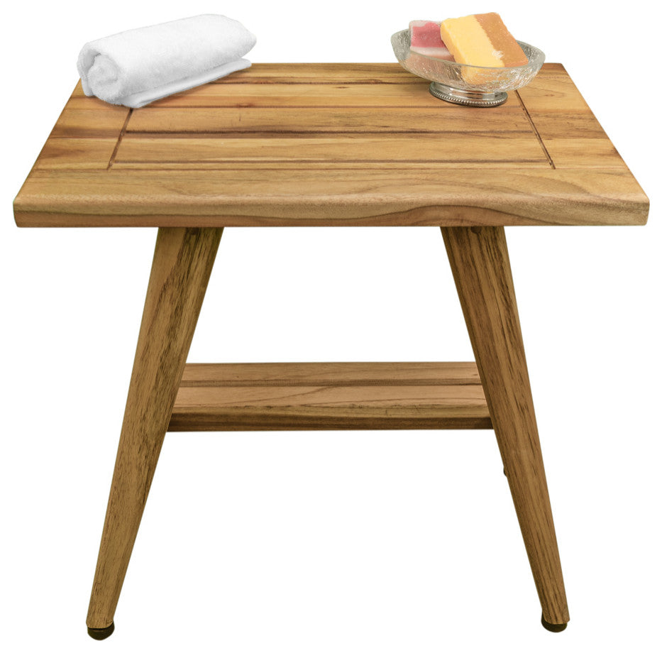 EcoDecors MidCentury 18" Wide ShowerBench ED501, Brown