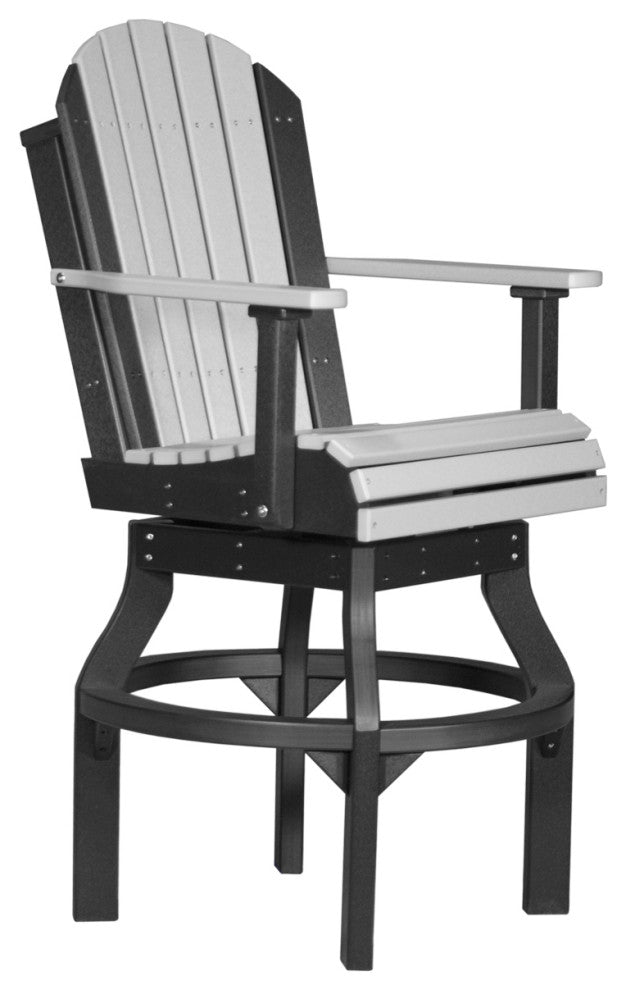 Set of 4 Poly Adirondack Swivel Chairs, Dove Gray & Black, Bar Height