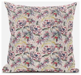 18" Pink Yellow Roses Suede Throw Pillow