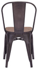 Dining Chair, Set of 2 Metal, Rustic Black, Dark Brown, Rustic Industrial