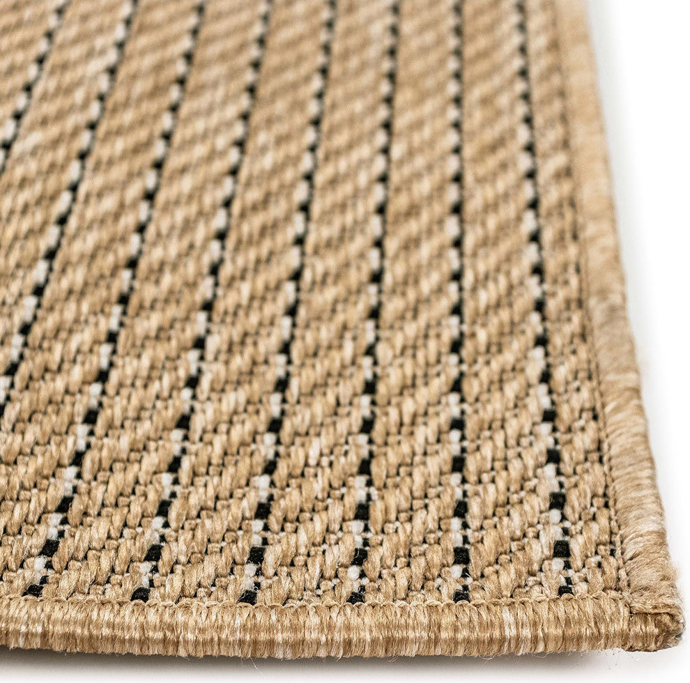 Carmel Texture Stripe Indoor/Outdoor Rug, Sand, 1'11"x7'6" Runner