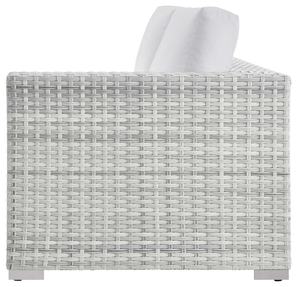 Lounge Sectional Sofa Chair Set, Rattan, Wicker, Gray White, Outdoor