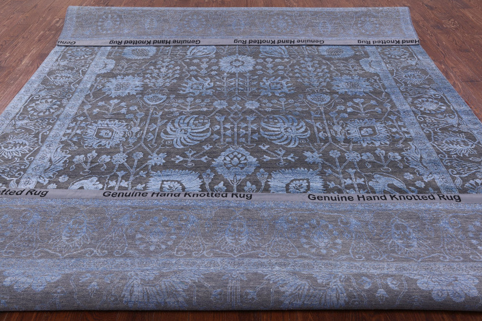 Hand-Knotted Persian Wool and Silk Rug 9' 2" X 12' 3" Q9421