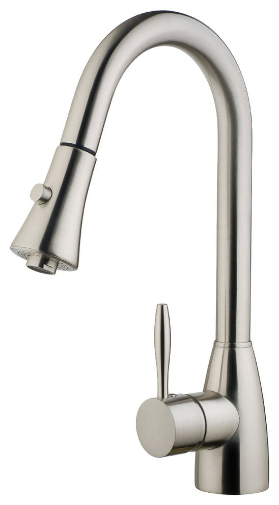 Brushed Nickel Finish Pull-Down Kitchen Faucet LK10B, 1 Hole, 3 Holes
