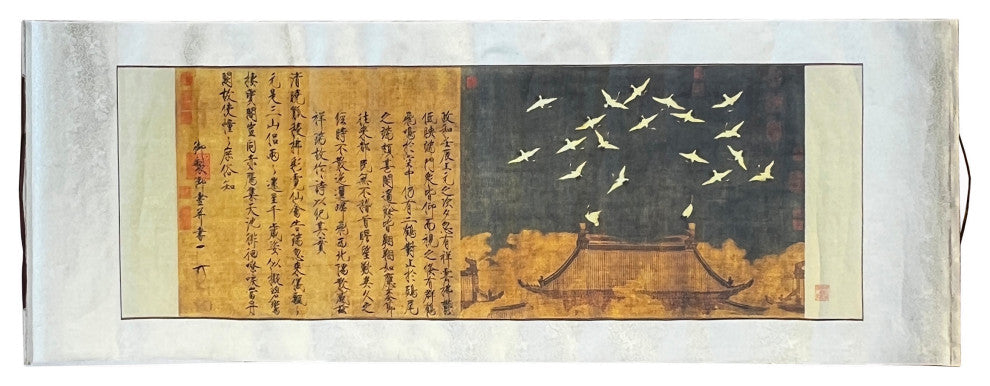 Chinese Calligraphy Ink Writing Horizontal Bird Scroll Painting Wall Art Hws3042