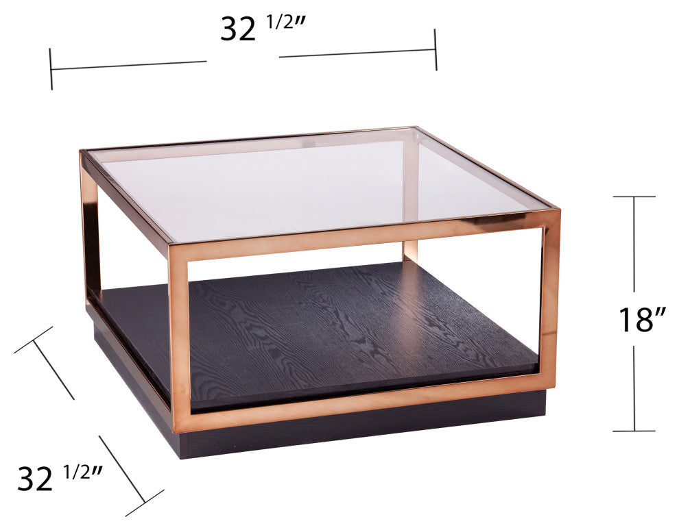 Lexington Glass-Top Cocktail Table, Champagne and Black