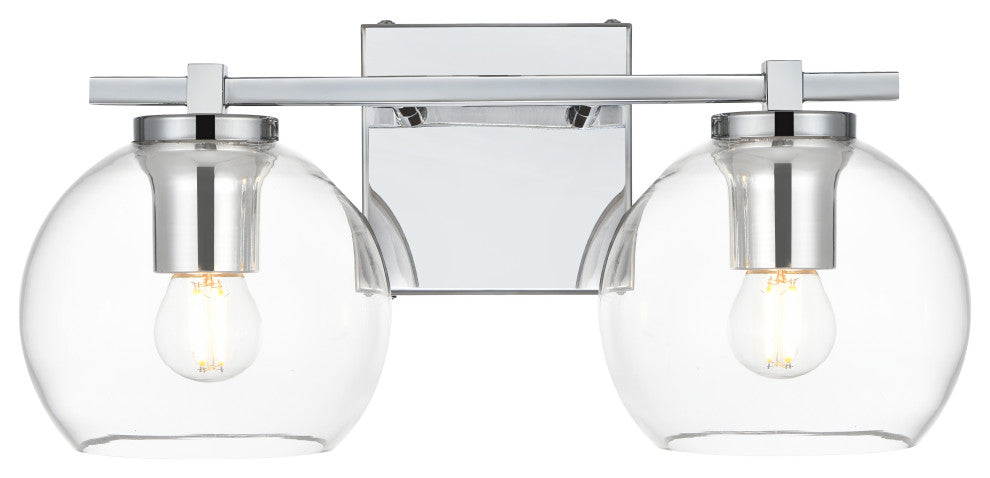 2 Light Chrome And Clear Bath Sconce