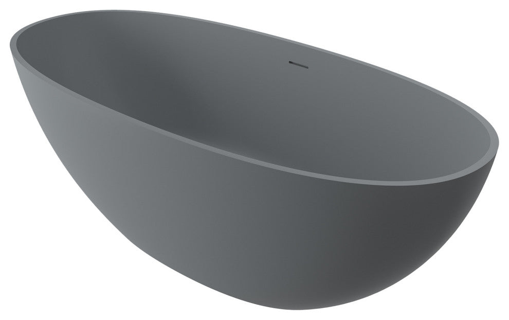 65in Solid Surface Freestanding Bathtub in Matte Black, Matte Grey