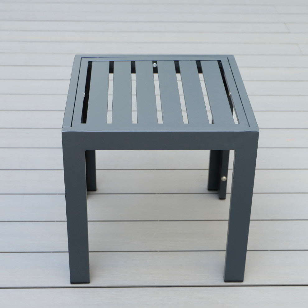 LeisureMod Chelsea Aluminum Weather Resistant Patio Side Table, Black