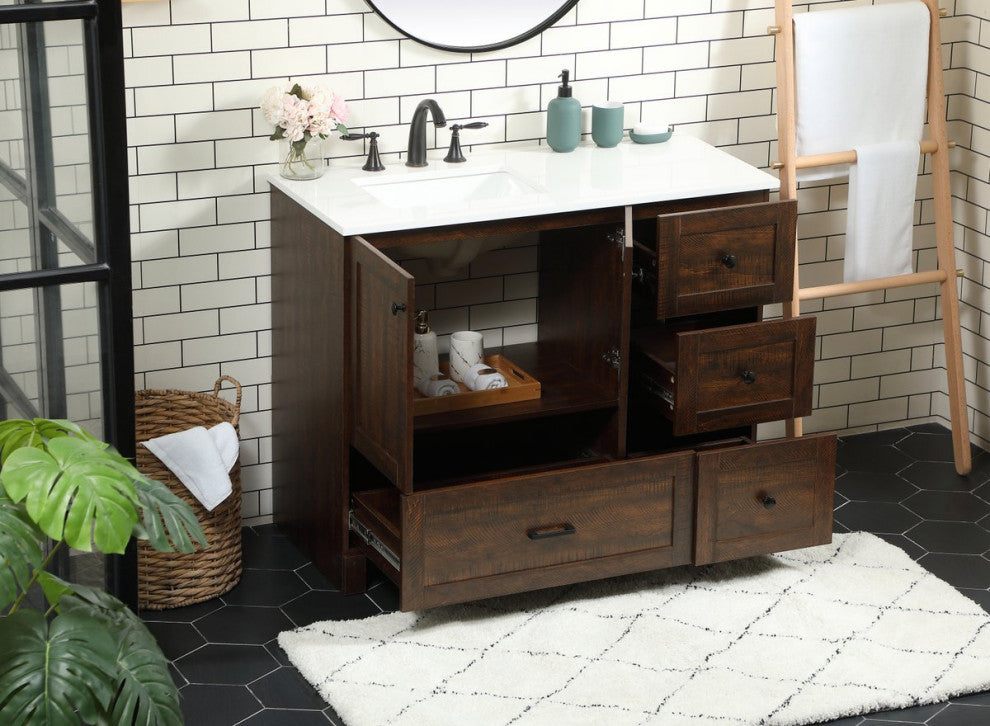 Home Living 19" Farmhouse Expresso-Light Bathroom Vanity