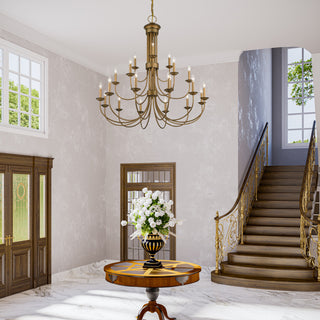 Estate 21-Light Antique Gold Leaf Extra Large Chandelier