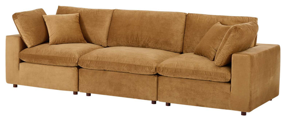 Sofa, Velvet, Brown, Modern, Living Lounge Room Hotel Lobby Hospitality