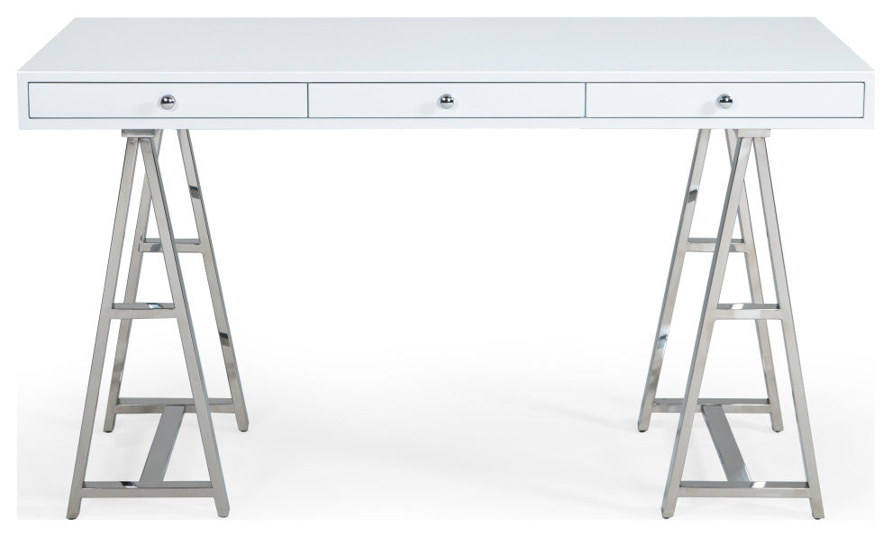 Modrest Ostrow White, Stainless Steel Desk