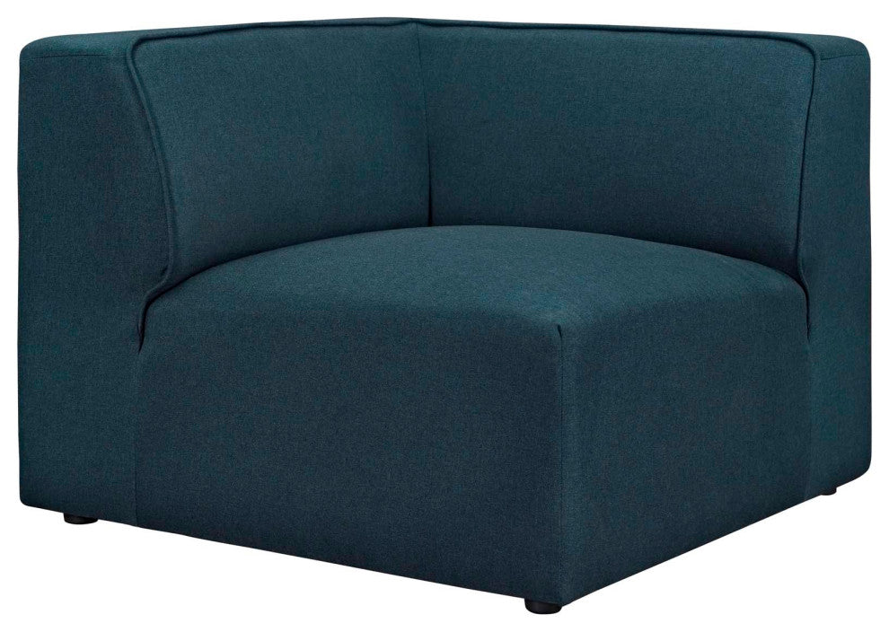 Modway Mingle 7 Piece Upholstered Fabric Sectional Sofa Set, Blue