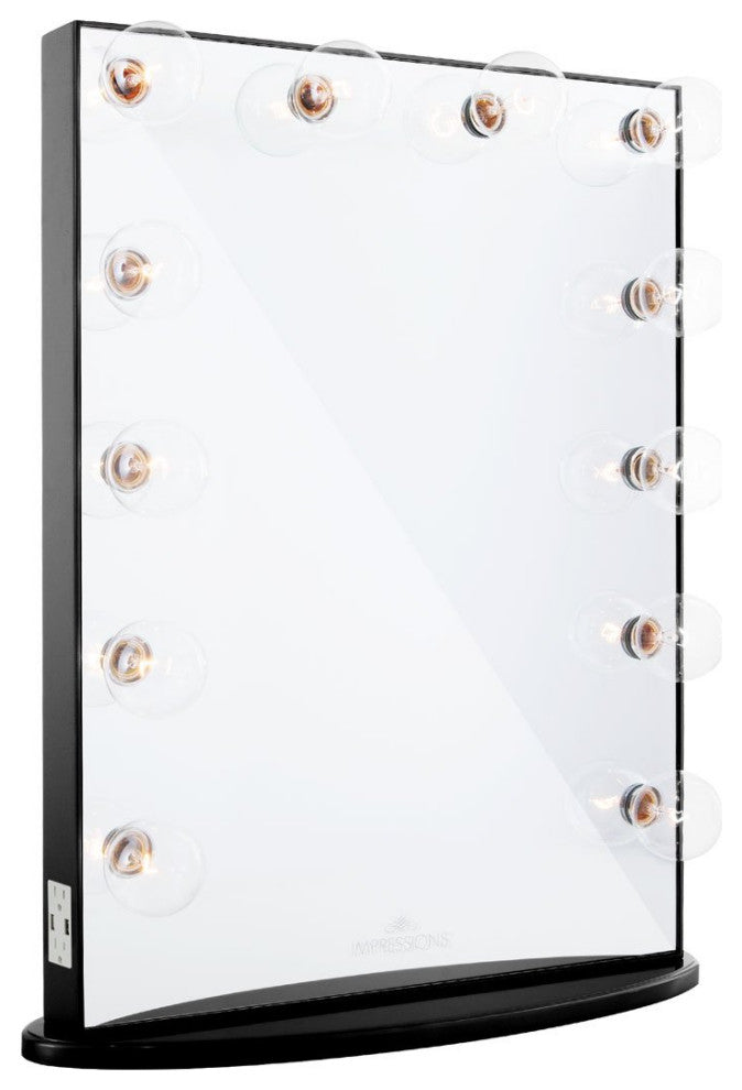 Hollywood Glow XL Vanity Mirror, Pro Black, Clear Led Globe Bulbs