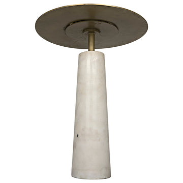 Noir Hotaru Side Table, White Marble and Antique Brass