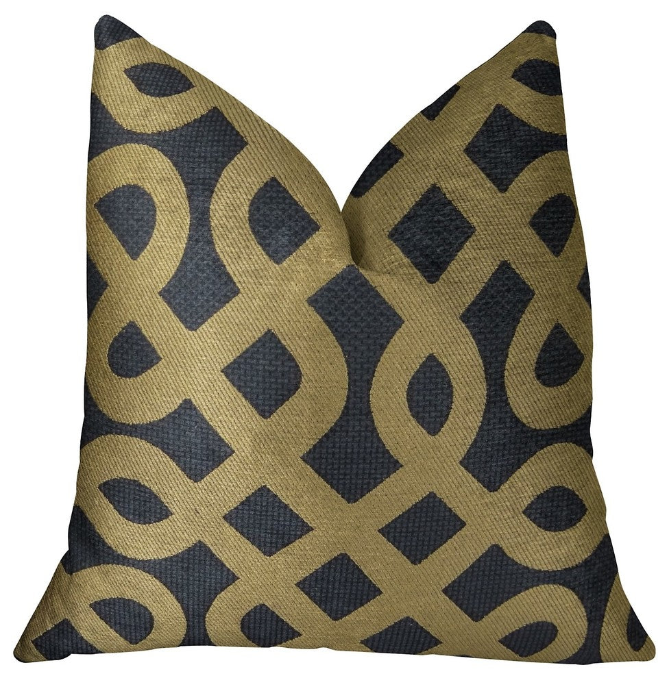 Golden Maze Black and Gold Handmade Luxury Pillow, 20"x36" King