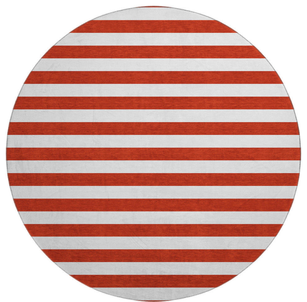 Premium Machine Washable Mayfield AMF528 Red 8' x 8' Round Rug
