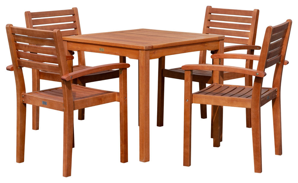 DTY Outdoor Living Leadville 5-Piece Eucalyptus Dining Set, Natural Oil