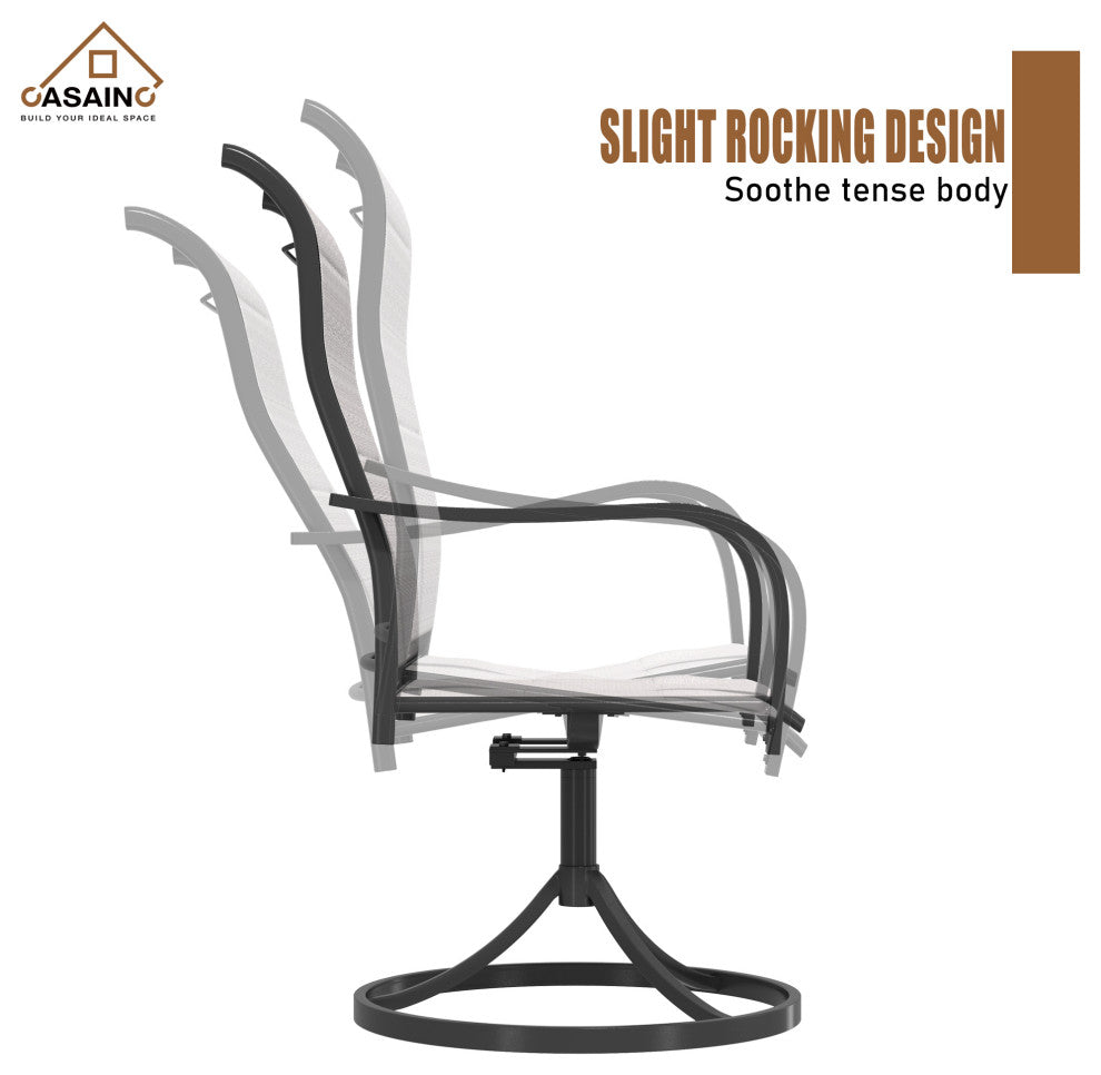 CASAINC 2 Piece Textilene Fabric Iron Frame Swivel Dining Chair