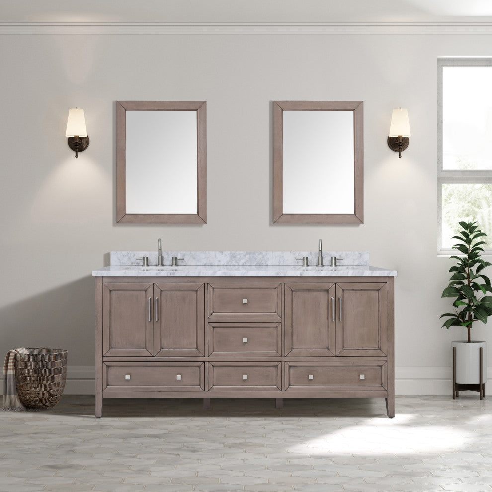 Avanity Everette 72 in. Double Vanity Only in Gray Oak