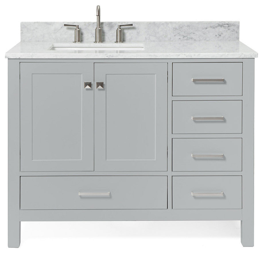 ARIEL Cambridge 43" Left Rectangle Sink Bath Vanity Carrara Marble