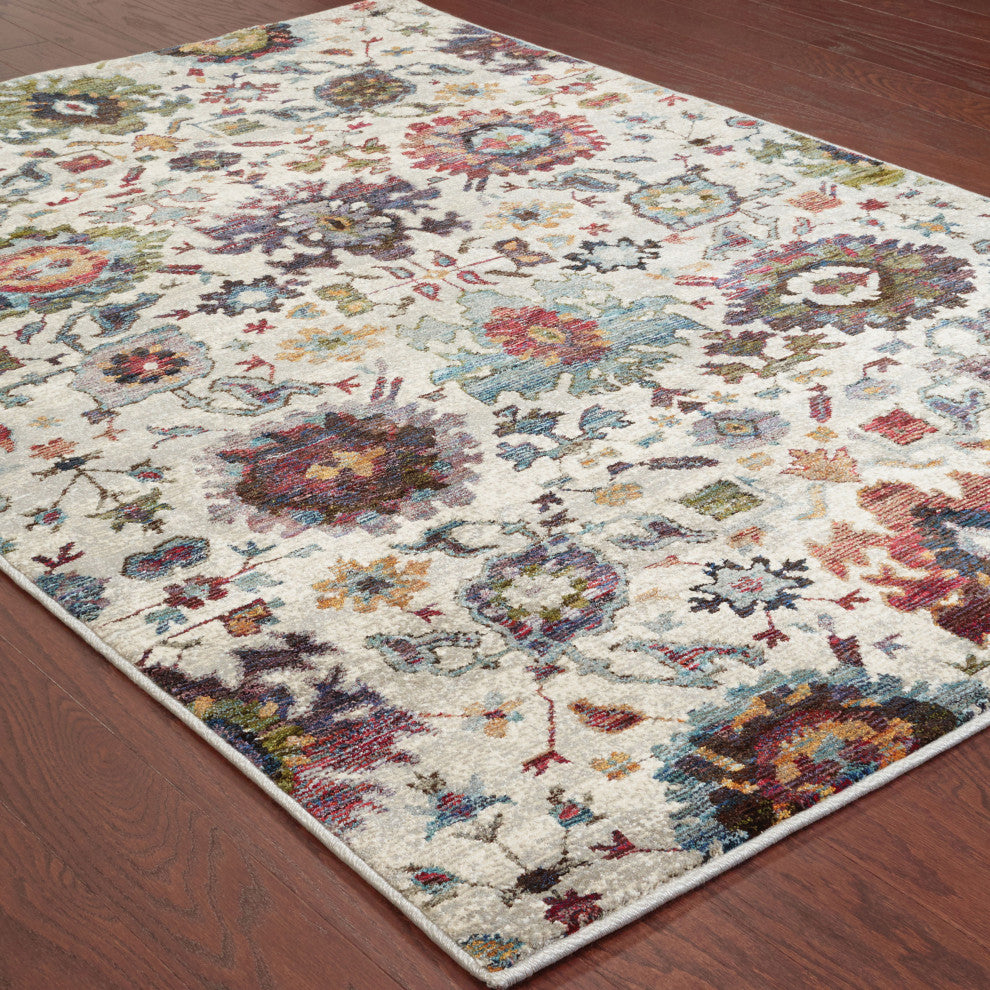 Adeline Persian Botanical Stone and  Multi Area Rug, 10'x13'2"