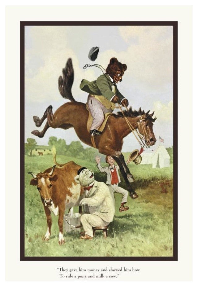 "Teddy Roosevelt's Bears: Teddy B and Teddy G on the Farm" Paper Art, 18"x26"