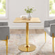 28" Dining Table, Square, Natural Gold, Metal, Modern, Mid Century