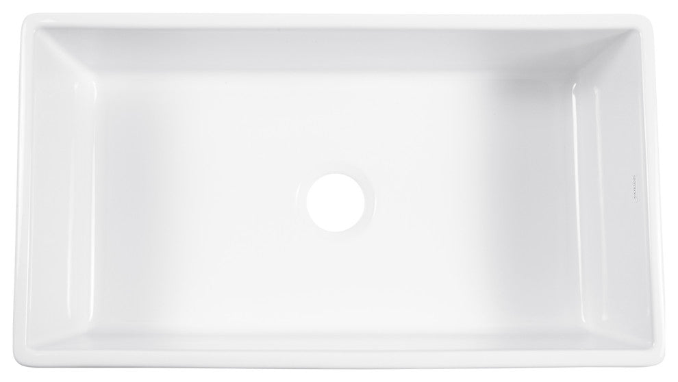 Austen Crisp White Fireclay 33" Single Bowl Farmhouse Undermount Kitchen Sink