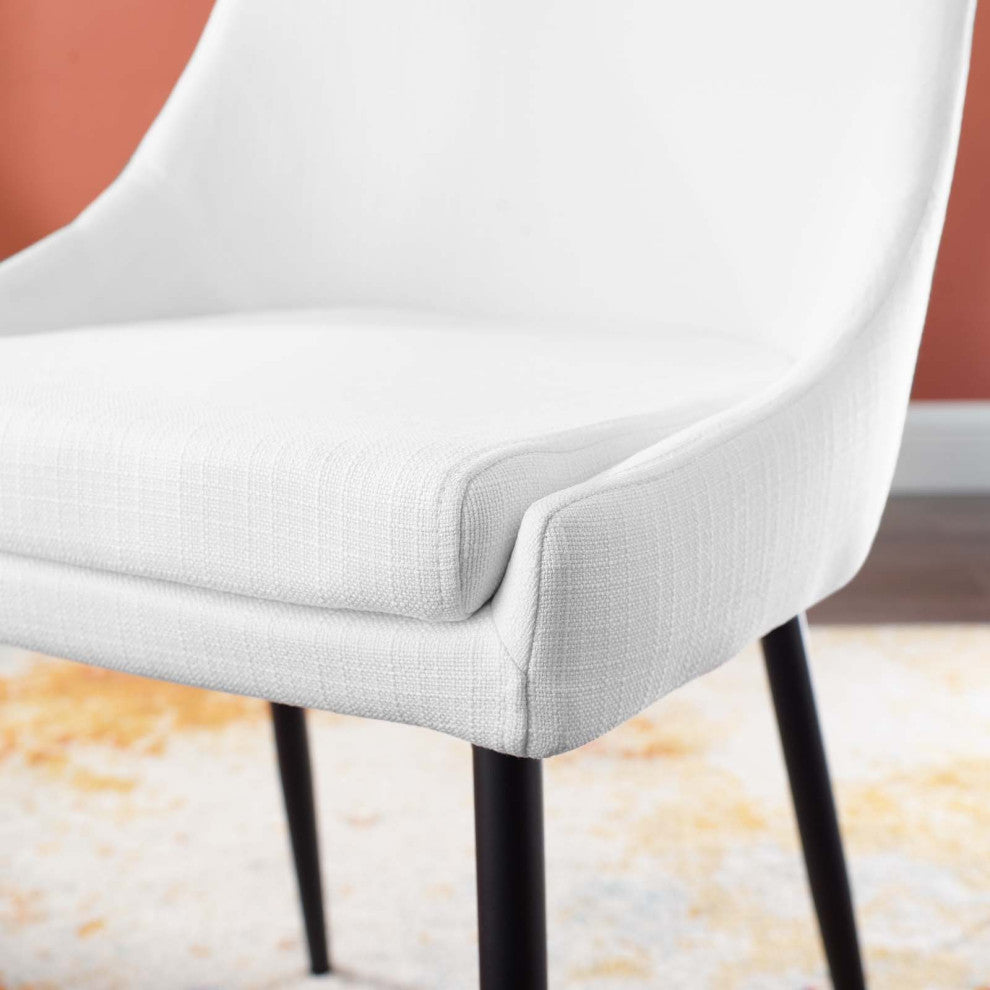 Side Dining Chair, Set of 2, Fabric, Metal, Black White, Cafe Bistro Restaurant