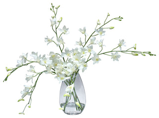 WaterlookÂ® White Dendrobium Orchid in Angled Glass Vase