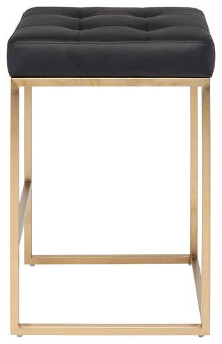 Chi Counter Stool, Brushed Gold Base, Black