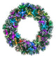 24" Pre-lit UL Color Changing Fiber Optic Wreath With Multi-Color LED Lights