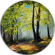 Green Autumn Forest, Landscape Round Metal Wall Art, 38"