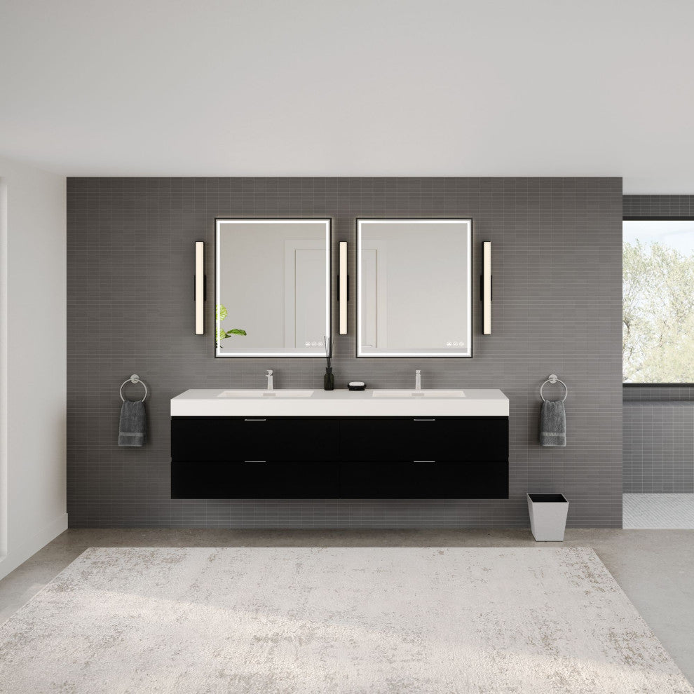 Boutique Bath Vanity, Black, 80", Single Sink, Freestanding