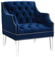 Proverbial Tufted Button Accent Performance Velvet Armchair Navy
