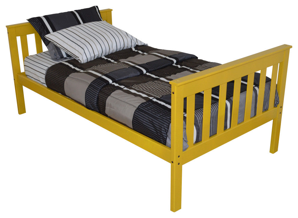 Mission-Style Pine Bed, Canary Yellow, Twin, Without Safety Rails