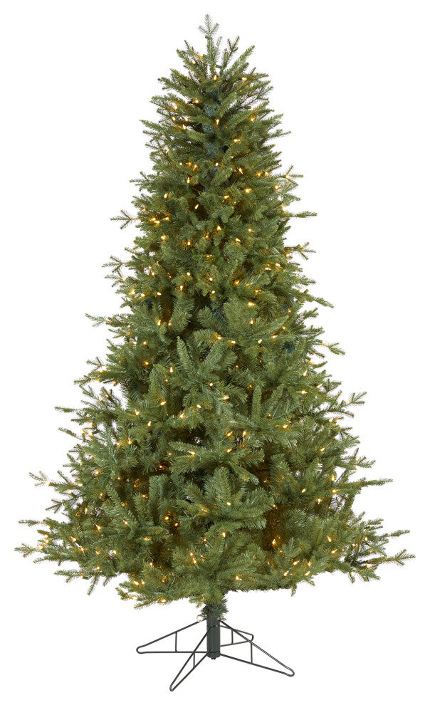 6.5' New Hampshire Spruce Faux Xmas Tree W/500 White Lights & Bendable Branches