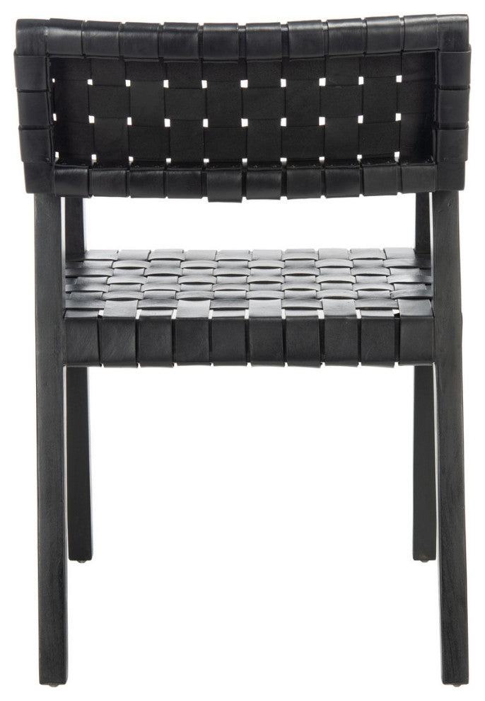 Safavieh Cire Leather Dining Chair, Black