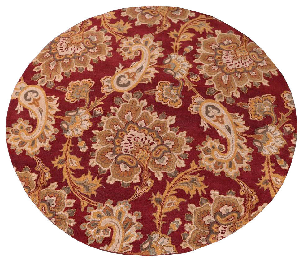 Paisley Hand Tufted Indian Oriental 100% Wool Area Rug, Round 10'