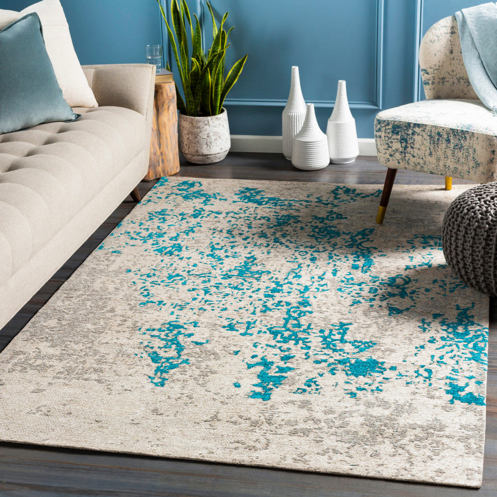 Surya Egypt EGT-3079 2'x8' Rug, Khaki/Bright Blue/Medium Gray