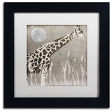 Color Bakery 'Moon Giraffe' Art, Black Frame, White Matte, 11"x11"