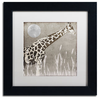 Color Bakery 'Moon Giraffe' Art, Black Frame, White Matte, 11"x11"